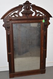 LARGE VICTORIAN WALNUT WALL MIRROR W/ APPLIED CARVINGS