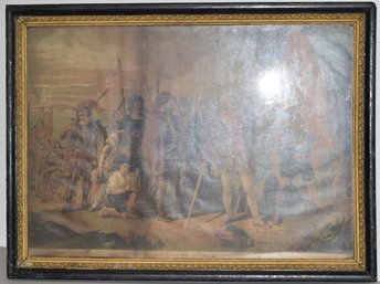 LANDING OF COLUMBUS COLORED LITHOGRAPH