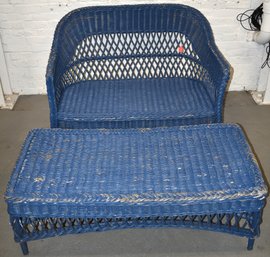 (2) PC'S PAINTED WICKER FURNITURE