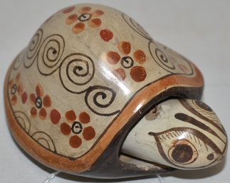 DECORATED MEXICAN POTTERY TURTLE