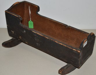 19TH CENT PAINTED PINE DOLLS CRADLE