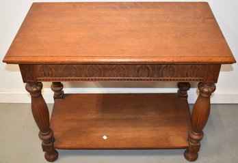 VICTORIAN OAK CARVED CONSOLE TABLE