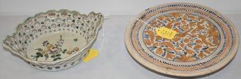 (2) FAIENCE POTTERY PIECES