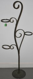 53 1/2' VINTAGE 20TH CENT WROUGHT IRON MULTI-TIERED PLANT STAND