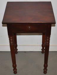 N.E. SHERATON MAPLE 1 DRAWER STAND W/ TURNED LEGS