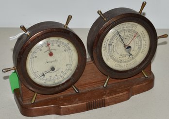 VINTAGE NAUTICAL THEME AIRQUIDE BAROMETER & THERMOMETER