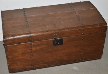 19TH CENT WOODEN DOMETOP TRUNK
