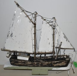 20TH CENT WOODEN FOLK ART SHIP WEATHERVANE