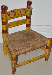 CHILDS PAINTED LADDERBACK CHAIR W/ RUSH SEAT