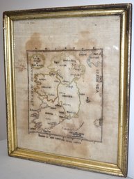 19TH CENT EMBROIDERED MAP SAMPLER OF IRELAND