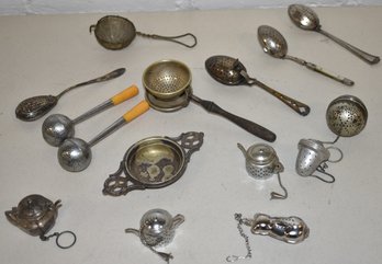 COLLECTION (15) VINTAGE TEA STRAINERS