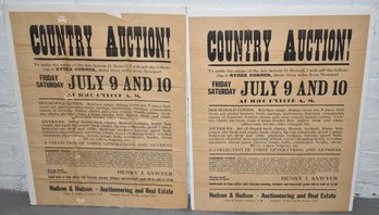 (2) 19TH CENT AUCTION BROADSIDES