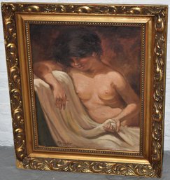 20TH CENT OIL ON CANVAS NUDE PAINTING