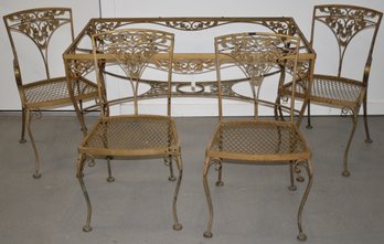 VINTAGE PAINTED WROUGHT IRON PATIO SET