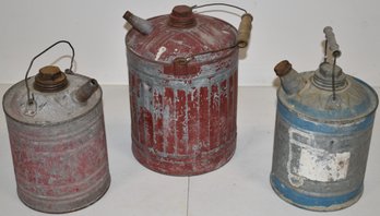 (3) VINTAGE PAINTED GALVANIZED CANS
