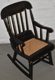 19TH CENT CHILDS PAINTED CANE SEAT ROCKER