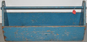 VINTAGE WOODEN BLUE PAINTED TOOL CARRIER
