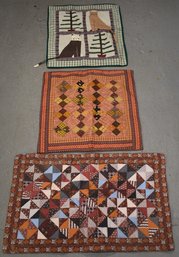 (3) SM. CONTEMPORY QUILTED WALL HANGINGS