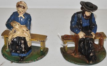 CAST IRON AMISH COUPLE BOOK ENDS
