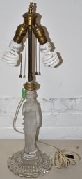 CLEAR GLASS TABLE LAMP W/ FROSTED LADY STEM