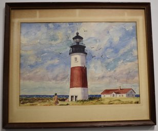 NAT HAYMAN LIGHTHOUSE WATERCOLOR PAINTING