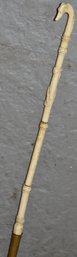 VICTORIAN PARASOL W/ CARVED IVORY HANDLE
