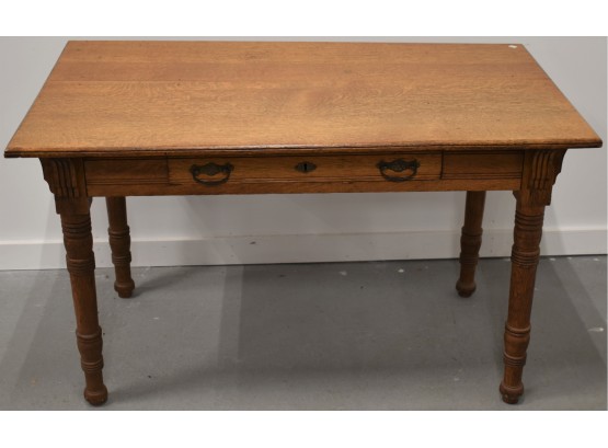 VICTORIAN OAK 1 DRAWER LIBRARY TABLE