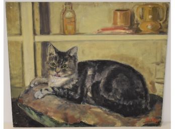 R.S BRAY OIL PAINTING OF CAT