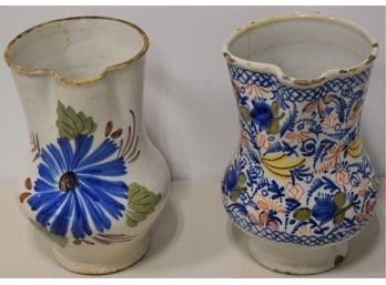 2 FAIENCE POTTERY PITCHERS