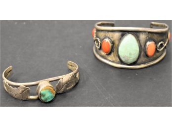 2 NATIVE AMERICAN SILVER BRACLETS