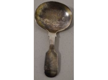 ETCHED SILVER TEA CADDY SPOON