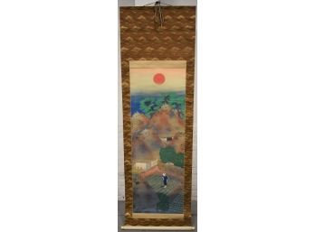 19TH CENT ASIAN HAND PAINTED SCROLL
