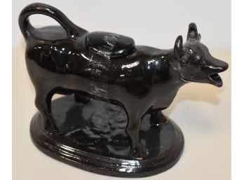 19TH CENT JACKFIELD POTTERY COW CREAMER