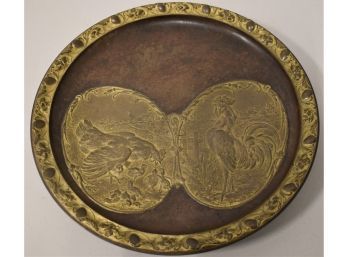 FRENCH BRONZE PLAQUE WITH ROOSTER