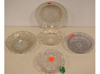 5 EARLY FLINT GLASS PLATES & BOWLS
