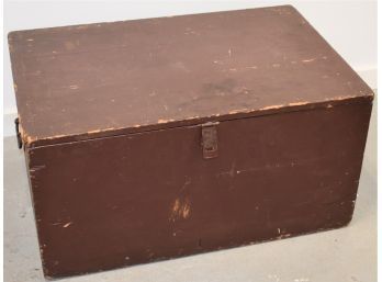 LG. 19TH CENT PAINTED WOODEN STORAGE BOX
