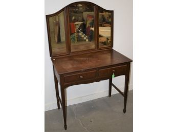 20TH CENT 2 DRAWER VANITY DRESSING TABLE W/ 3 PART MIRROR
