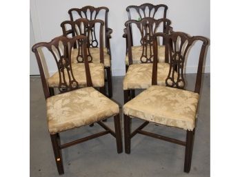 SET (6) MAHOGANY CHIPPENDALE STYLE DINING CHAIRS