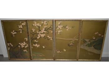 4 DECORATIVE FRAMED CHINESE PAPER PANELS