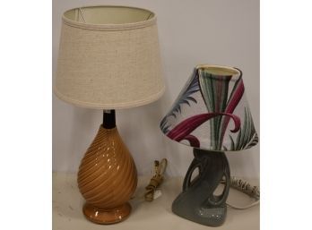 2 POTTERY TABLE LAMPS