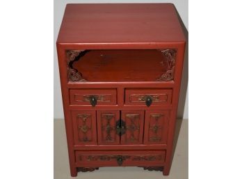 SM. PAINTED CHINESE TEAKWOOD CABINET