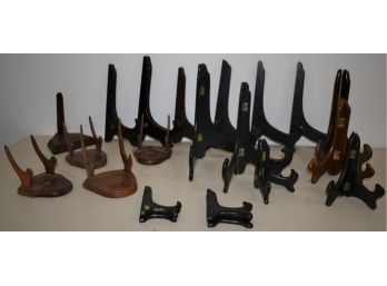 MISC LOT OF WOODEN PLATE STANDS