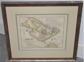 EARLY COLORED FRAMED MAP BUNKER HILL