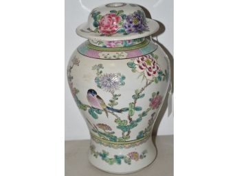 10' CHINESE ROSE FEMILLE COVERED URN