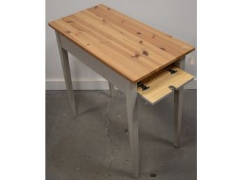 MODERN PINE LONG SIDE TABLE W/ DROP DOWN SIDE COMPONENT