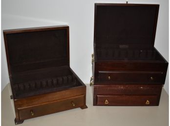 LOT (3) WOODEN SILVERWARE CHESTS