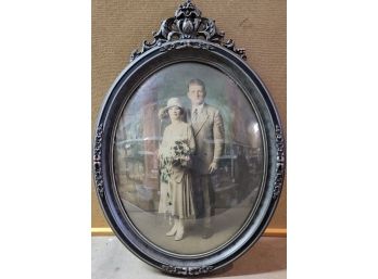Oval Glass Framed Photo, 27' Tall Vintage Antique Portrait