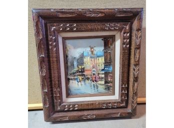 Signed Marchand Downtown Painting In Nice Frame 16.5x18.5