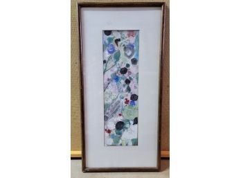 Signed Acrylic Paint Abstract Artwork Framed 11.5x23.5