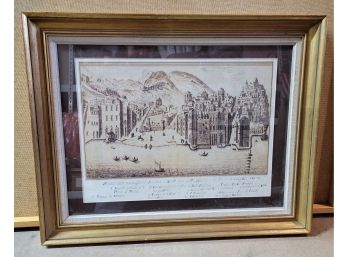 Framed Illustrated Print Of A City, 24x19